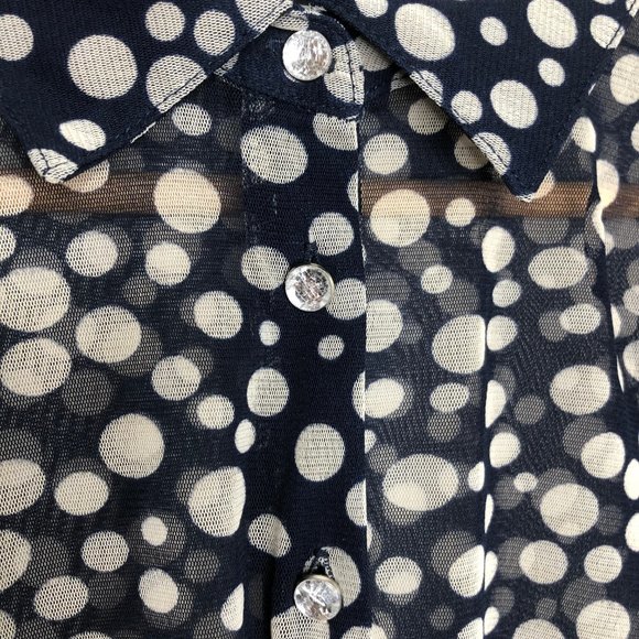 Macy's Sheets Blue & Silver Polka Dot Button Down - Picture 6 of 7
